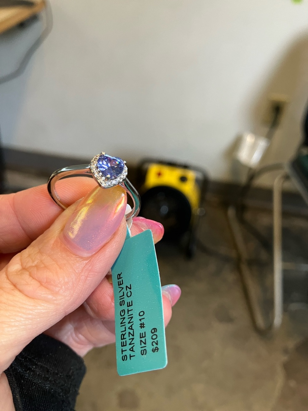 Sterling Silver Tanzanite CZ Heart Ring - Purple